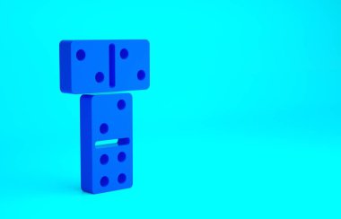 Mavi Domino simgesi mavi arkaplanda izole edildi. Minimalizm kavramı. 3d illüstrasyon 3B canlandırma.