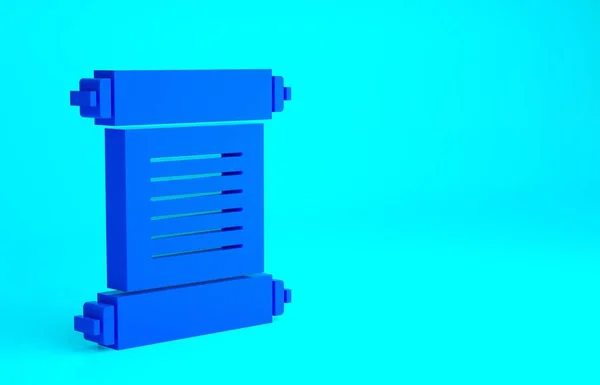 青色の背景に隔離された青の命令 羊皮紙 スクロールアイコン 最小限の概念 3Dイラスト3Dレンダリング — ストック写真