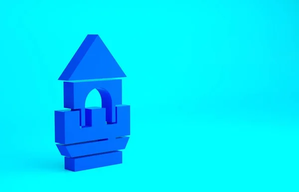 Ikona Věže Blue Castle Modrém Pozadí Značka Pevnosti Minimalismus Ilustrace — Stock fotografie