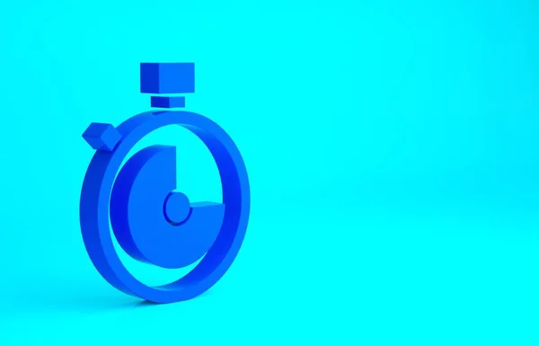 Blue Stopwatch Ikon Isolerad Blå Bakgrund Tidtagarskylt Kronometertecken Minimalistiskt Koncept — Stockfoto