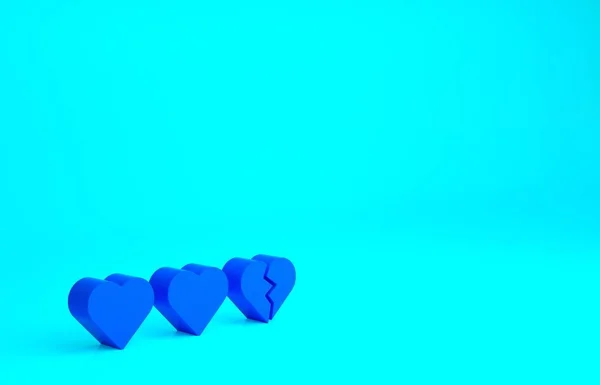 Blue Hearts För Spel Ikon Isolerad Blå Bakgrund Minimalistiskt Koncept — Stockfoto