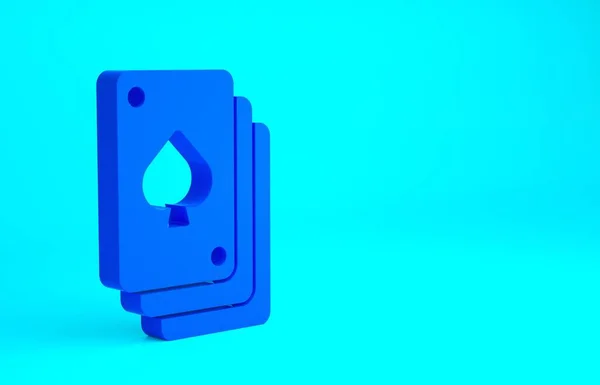 青の背景に隔離されたトランプアイコンを再生します カジノのギャンブル 最小限の概念 3Dイラスト3Dレンダリング — ストック写真