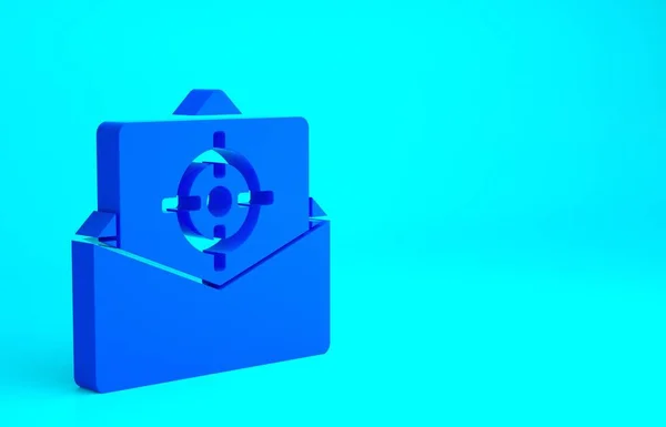 Blaue Post Und Mail Symbol Isoliert Auf Blauem Hintergrund Umschlag — Stockfoto