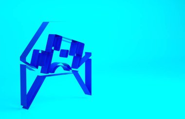 Mavi arka planda izole edilmiş, madeni para sembolü simgesi olan Mavi Zarf. Maaş zammı, maaş bordrosu, tazminat geliri. Minimalizm kavramı. 3d illüstrasyon 3B canlandırma.