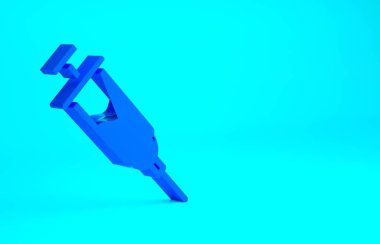 Mavi Doping şırınga ikonu mavi arkaplanda izole edildi. Minimalizm kavramı. 3d illüstrasyon 3B canlandırma.