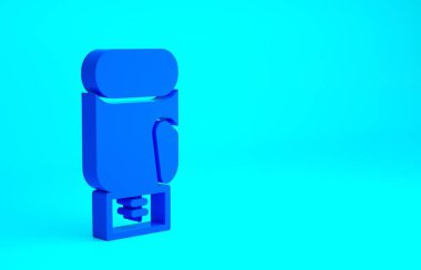 Mavi arka planda mavi boks eldiveni simgesi izole edildi. Minimalizm kavramı. 3d illüstrasyon 3B canlandırma.