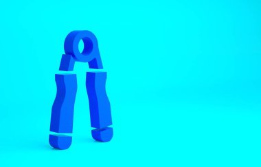 Mavi Spor genişletici simgesi mavi arkaplanda izole edildi. Spor malzemeleri. Minimalizm kavramı. 3d illüstrasyon 3B canlandırma.