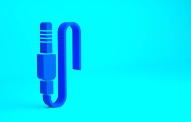 Mavi Ses Jack simgesi mavi arkaplanda izole edildi. Bağlantı ses ekipmanları için ses kablosu. Fiş kablosu. Müzik aleti. Minimalizm kavramı. 3d illüstrasyon 3B canlandırma.