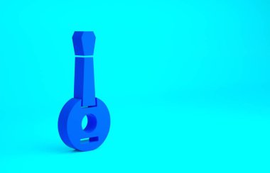 Mavi Banjo simgesi mavi arkaplanda izole edildi. Müzik aleti. Minimalizm kavramı. 3d illüstrasyon 3B canlandırma.