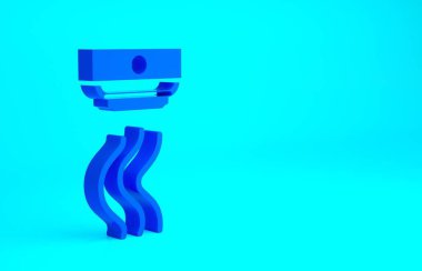Mavi Duman Alarm Sistemi simgesi mavi arkaplanda izole edildi. Duman dedektörü. Minimalizm kavramı. 3d illüstrasyon 3B canlandırma.