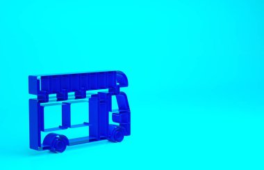 Mavi itfaiye aracı ikonu mavi arka planda izole edildi. İtfaiye. İtfaiyeciler acil durum aracı. Minimalizm kavramı. 3d illüstrasyon 3B canlandırma.