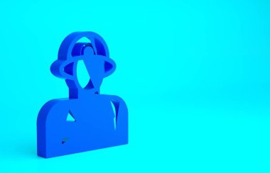 Mavi itfaiye ikonu mavi arka planda izole edildi. Minimalizm kavramı. 3d illüstrasyon 3B canlandırma.