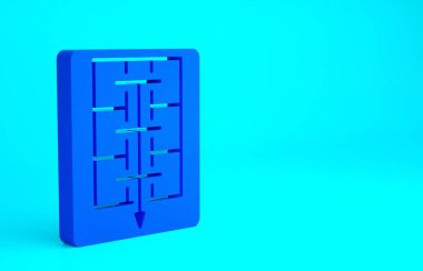 Mavi Tahliye Planı simgesi mavi arkaplanda izole edildi. Yangın kaçış planı. Minimalizm kavramı. 3d illüstrasyon 3B canlandırma.
