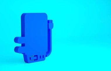 Isıtma su ikonu için mavi elektrikli kazan mavi arka planda izole edildi. Minimalizm kavramı. 3d illüstrasyon 3B canlandırma.