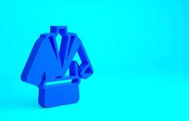 Mavi Bornoz simgesi mavi arkaplanda izole edildi. Minimalizm kavramı. 3d illüstrasyon 3B canlandırma.