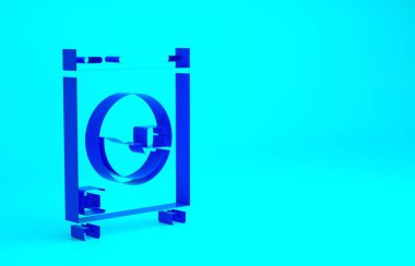 Mavi Yıkama simgesi mavi arkaplanda izole edildi. Çamaşır makinesi simgesi. Çamaşır makinesi, çamaşır makinesi. Ev aletleri sembolü. Minimalizm kavramı. 3d illüstrasyon 3B canlandırma.