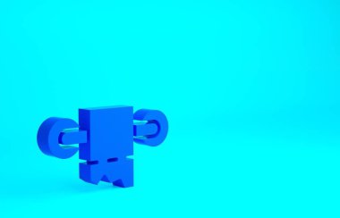 Mavi tuvalet kağıdı rulo ikonu mavi arka planda izole edildi. Minimalizm kavramı. 3d illüstrasyon 3B canlandırma.