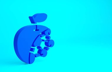 Mavi Biyolojik yapı ikonu mavi arkaplanda izole edildi. Genetik olarak modifiye edilmiş organizma ve yiyecek. Minimalizm kavramı. 3d illüstrasyon 3B canlandırma.