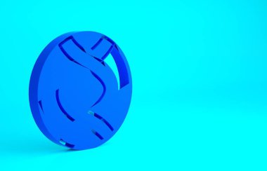 Mavi arkaplanda mavi DNA sembolü izole edildi. Genetik mühendisliği, genetik testler, klonlama, babalık testleri. Minimalizm kavramı. 3d illüstrasyon 3B canlandırma.