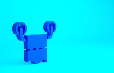 Mavi tuvalet kağıdı rulo ikonu mavi arka planda izole edildi. Minimalizm kavramı. 3d illüstrasyon 3B canlandırma.