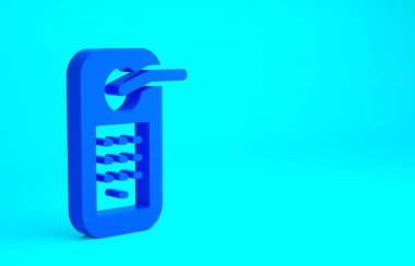 Mavi arka planda izole edilmiş ikonu açmak için kablosuz teknolojiye sahip mavi dijital kapı kilidi. Kapı kolu tabelası. Güvenlik akıllı ev. Minimalizm kavramı. 3d illüstrasyon 3B canlandırma.