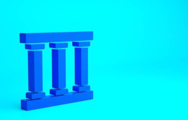 Mavi hapishane pencere simgesi mavi arkaplanda izole edildi. Minimalizm kavramı. 3d illüstrasyon 3B canlandırma.