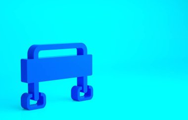 Mavi Yol bariyeri simgesi mavi arkaplanda izole edildi. İnşaat sürecinde olan yasak bölgenin sembolü. Onarım işe yarıyor. Minimalizm kavramı. 3d illüstrasyon 3B canlandırma.