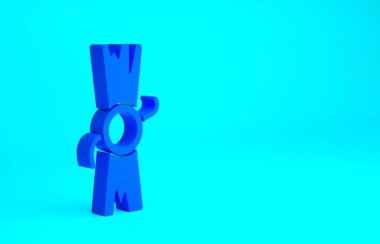 Mavi KHK, kağıt, parşömen, parşömen simgesi mavi arkaplanda izole edilmiş. Minimalizm kavramı. 3d illüstrasyon 3B canlandırma.