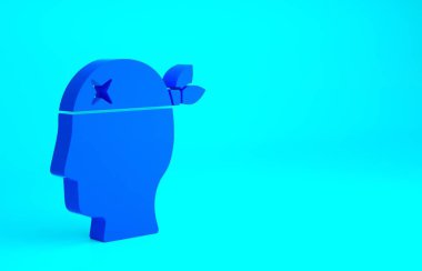 Mavi Korsan Kaptan ikonu mavi arka planda izole edildi. Minimalizm kavramı. 3d illüstrasyon 3B canlandırma.