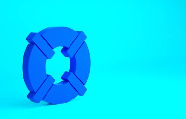 Mavi Lifebuoy simgesi mavi arkaplanda izole edildi. Can simidi sembolü. Minimalizm kavramı. 3d illüstrasyon 3B canlandırma.