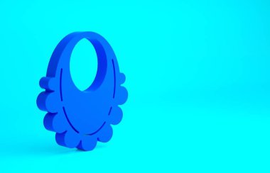 Mavi bebek önlüğü simgesi mavi arkaplanda izole edildi. Minimalizm kavramı. 3d illüstrasyon 3B canlandırma.