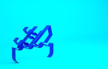 Mavi batan yolcu gemisi simgesi mavi arka planda izole edildi. Seyahat turizmi deniz taşımacılığı. Yolcu gemisi, yolcu gemisi. Minimalizm kavramı. 3d illüstrasyon 3B canlandırma.