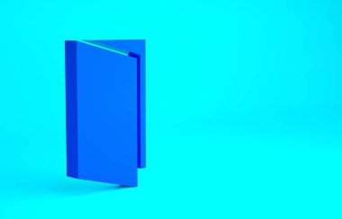 Mavi Broşür şablon düzeni simgesi mavi arkaplanda izole edildi. Şirket yıllık raporu, katalog, dergi, broşür modeli. Minimalizm kavramı. 3d illüstrasyon 3B canlandırma.