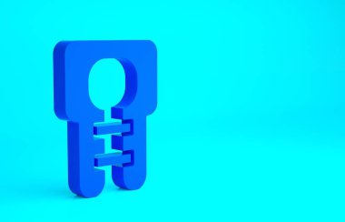Mavi Hayat Ceketi simgesi mavi arkaplanda izole edildi. Can yeleği ikonu. Olağanüstü bir spor. Spor malzemeleri. Minimalizm kavramı. 3d illüstrasyon 3B canlandırma.