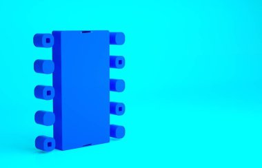 Mavi arka planda, kalkış ve iniş için Blue Airport pisti ikonu izole edildi. Minimalizm kavramı. 3d illüstrasyon 3B canlandırma.