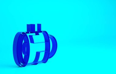 Mavi Jet motorlu türbin simgesi mavi arkaplanda izole edildi. Uçak türbini. Uçak ekipmanları. Jet pervanesi. Havacılık servisi. Motor çalışıyor. Minimalizm kavramı. 3d illüstrasyon 3B canlandırma.