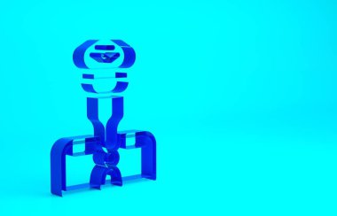 Mavi Pilot simgesi mavi arkaplanda izole edildi. Minimalizm kavramı. 3d illüstrasyon 3B canlandırma.