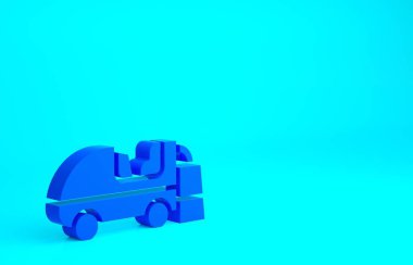 Mavi buz yüzeyi ikonu mavi arkaplanda izole edildi. Buz pateni pistindeki buz yüzeyi makinesi. Buz pateni pisti ve stadyum için daha temiz. Minimalizm kavramı. 3d illüstrasyon 3B canlandırma.