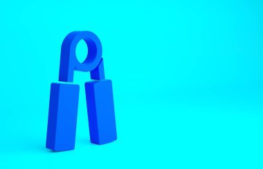 Mavi Spor genişletici simgesi mavi arkaplanda izole edildi. Spor malzemeleri. Minimalizm kavramı. 3d illüstrasyon 3B canlandırma.