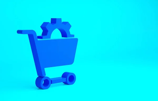 Kék Bevásárlókocsi Ikon Elszigetelt Kék Háttérrel Online Vásárlási Koncepció Szállítószolgálat — Stock Fotó