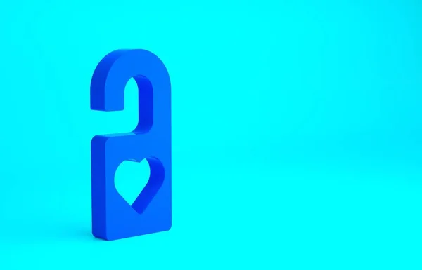 Blue Please Disturb Heart Icon Isolated Blue Background Hotel Door — Stock Photo, Image