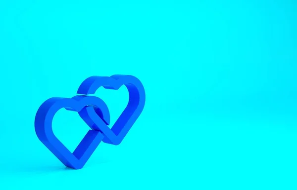 Ікона Blue Two Linked Hearts Ізольована Синьому Фоні Романтичний Символ — стокове фото