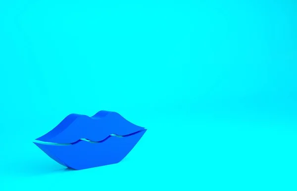 Μπλε Χαμογελαστά Χείλη Εικονίδιο Απομονώνονται Μπλε Φόντο Σύμβολο Χαμόγελο Μινιμαλιστική — Φωτογραφία Αρχείου