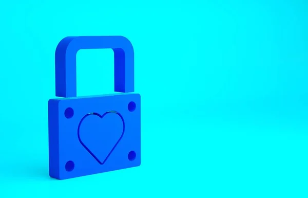 Blue Lock Icona Del Cuore Isolato Sfondo Blu Cuore Chiuso — Foto Stock