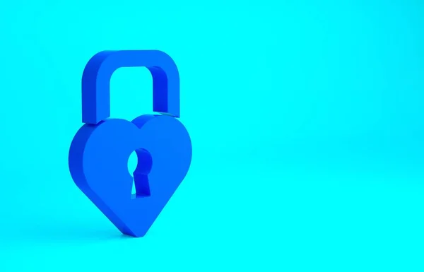 Blue Castle Shape Heart Icon Isolated Blue Background Locked Heart — Stock Photo, Image