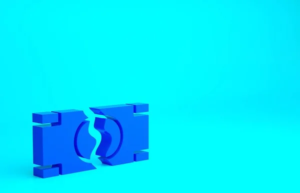 Blau Zerreißt Geldschein Zwei Friedenssymbole Isoliert Auf Blauem Hintergrund Minimalismus — Stockfoto