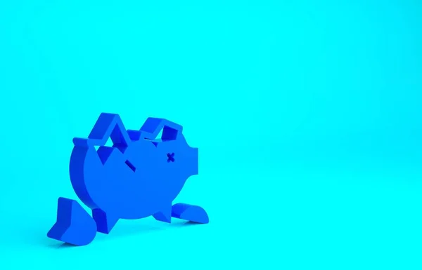 Blue Broken Piggy Bank Icon Isolated Blue Background Icon Saving — Stock Photo, Image