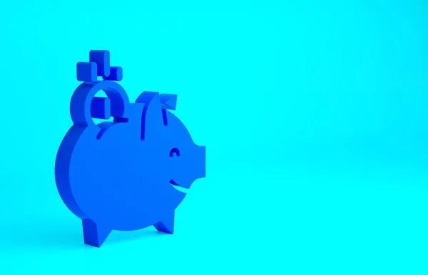 Blue Piggy Banka Ikonou Mince Izolované Modrém Pozadí Úspora Ikon — Stock fotografie