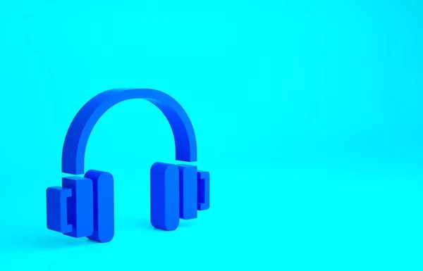 Blue Headphones Icon Isolated Blue Background Earphones Concept Listening Music — Stock Photo, Image