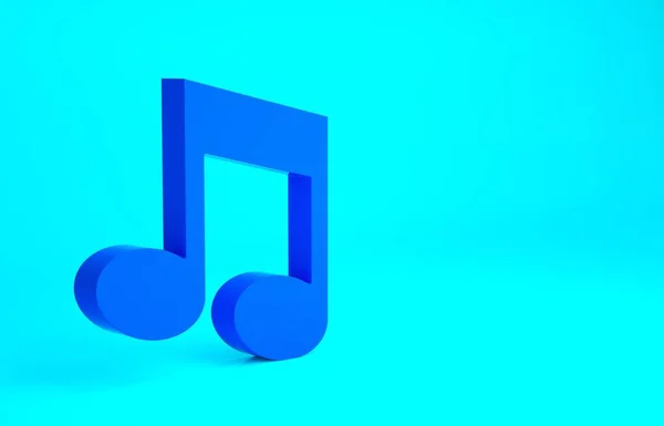 Blue Music note, tone icon isolated on blue background. Minimalism concept. 3d illustration 3D render.